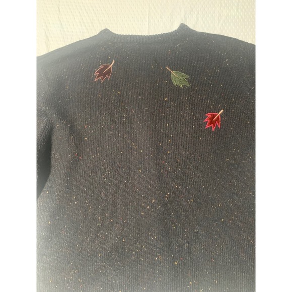 Croft & Barrow Black Speckled Cardigan Sweater Leaf Size L grandmacore - Picture 4 of 9